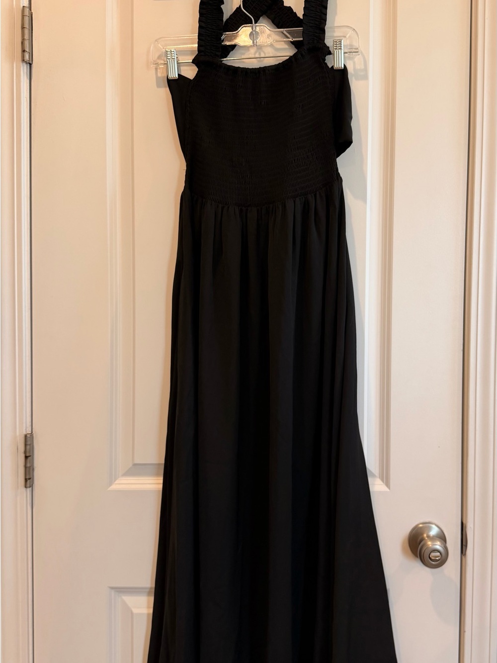 Black Smocked Maxi Dress - Women